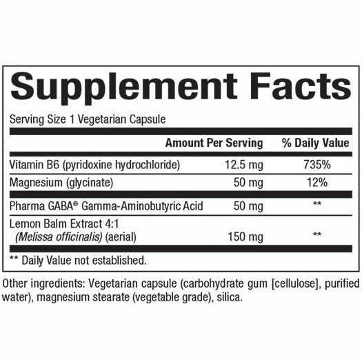 Natural Factors Stress-Relax Mind Retreat 60 veg capsules supplement facts label
