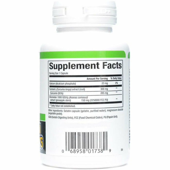 Natural Factors Turmeric and Bromelain 450 mg 90 capsules supplement facts label