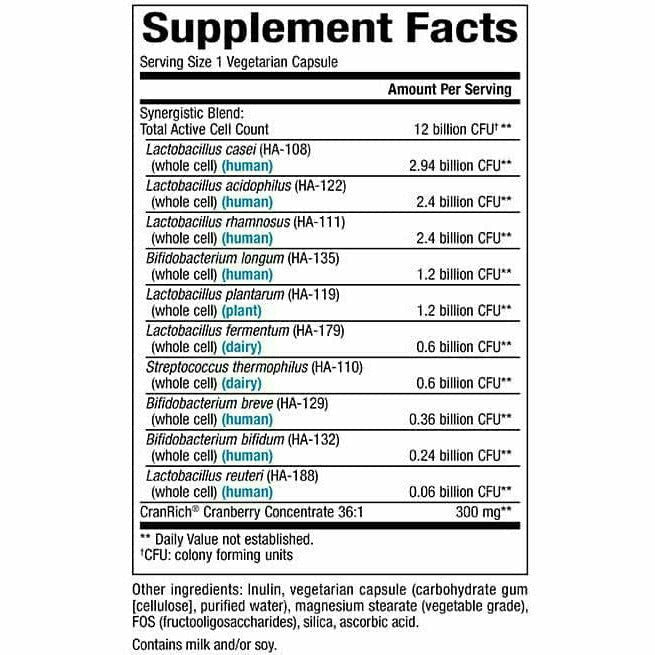 Natural Factors Ultimate Probiotic Women's 12 Billion 60 veg capsules supplement facts label