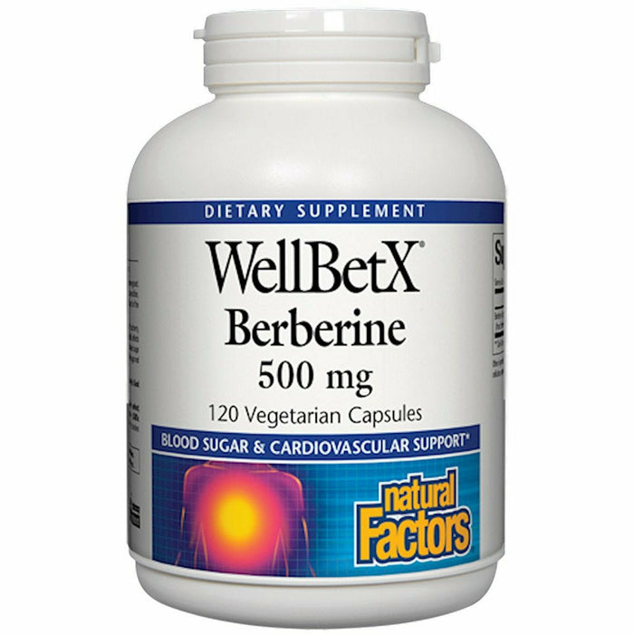 Natural Factors WellBetX Berberine 500 mg, 120 veg capsules, front of bottle