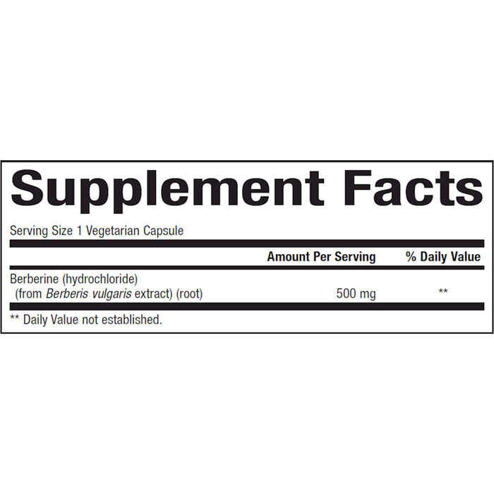 Natural Factors WellBetX Berberine 500 mg supplement facts label