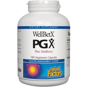 Natural Factors WellBetX PGX Plus Mulberry, 180 veg capsules, front of bottle