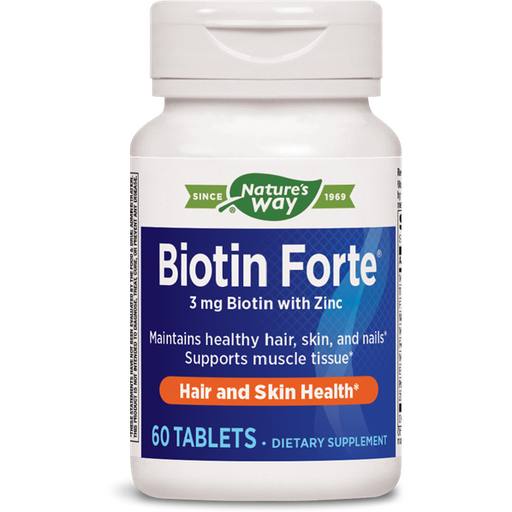 Nature's Way Biotin Forte 3 mg with Zinc, 60 tablets, front of bottle