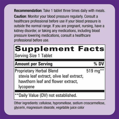 Nature's Way BP Manager 90 tablets supplement facts label