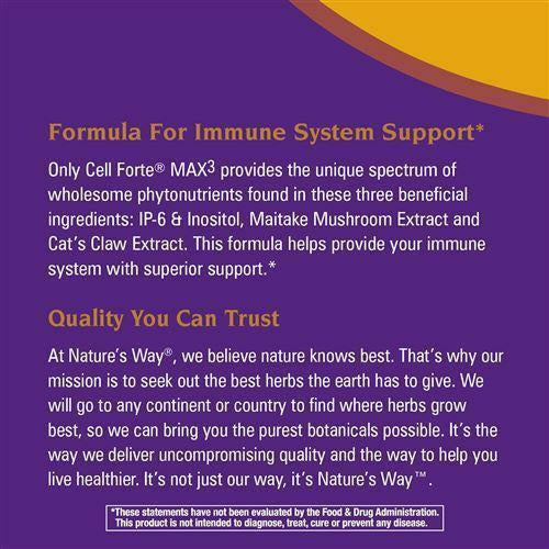 Nature's Way Cell Forte MAX3 120 capsules label information panel 3