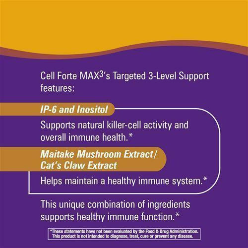 Nature's Way Cell Forte MAX3 120 capsules label information panel