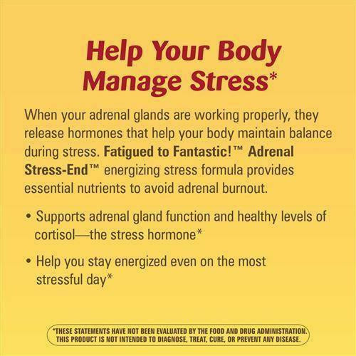 Nature's Way Fatigued/Fantastic Adrenal Stress 60 capsules label information panel