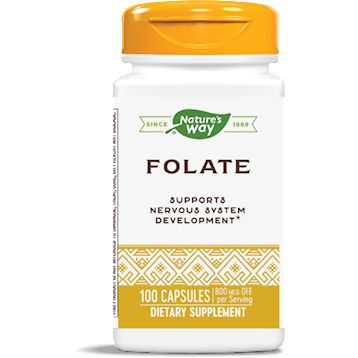 Nature's Way Folate 800 mcg, 100 capsules, front of bottle