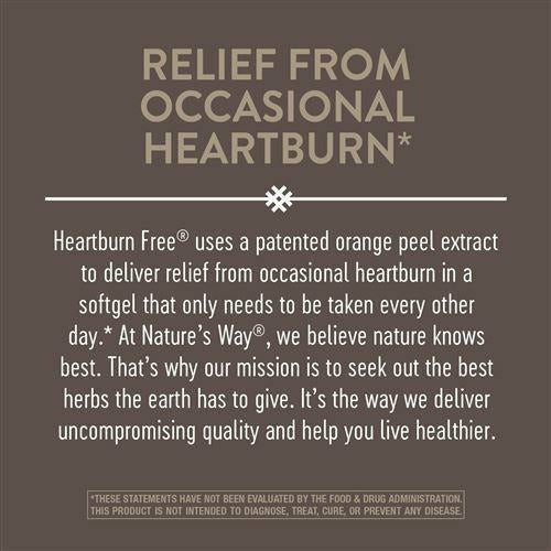 Nature's Way Heartburn Free with ROH10 1000 mg 10 softgels label information panel