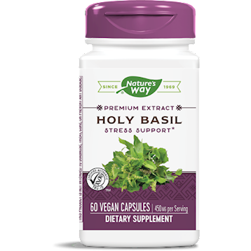 Nature's Way Holy Basil 450 mg, 60 vegetarian capsules, front of bottle