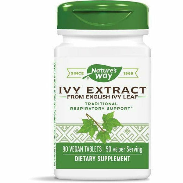 Nature's Way Ivy Extract 50 mg, 90 tablets, front of bottle