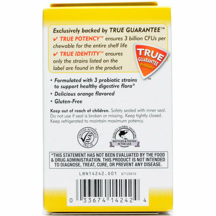 Nature's Way Primadophilus Kids Orange 30 chewable tablets label information panel