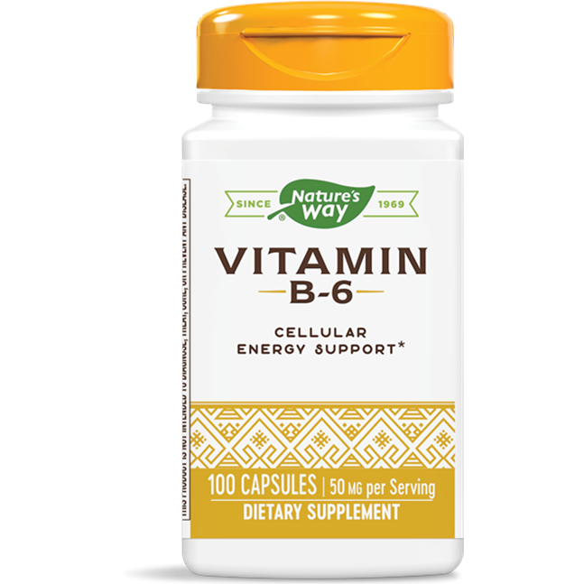 Nature's Way Vitamin B6 50 mg, 100 capsules, front of bottle