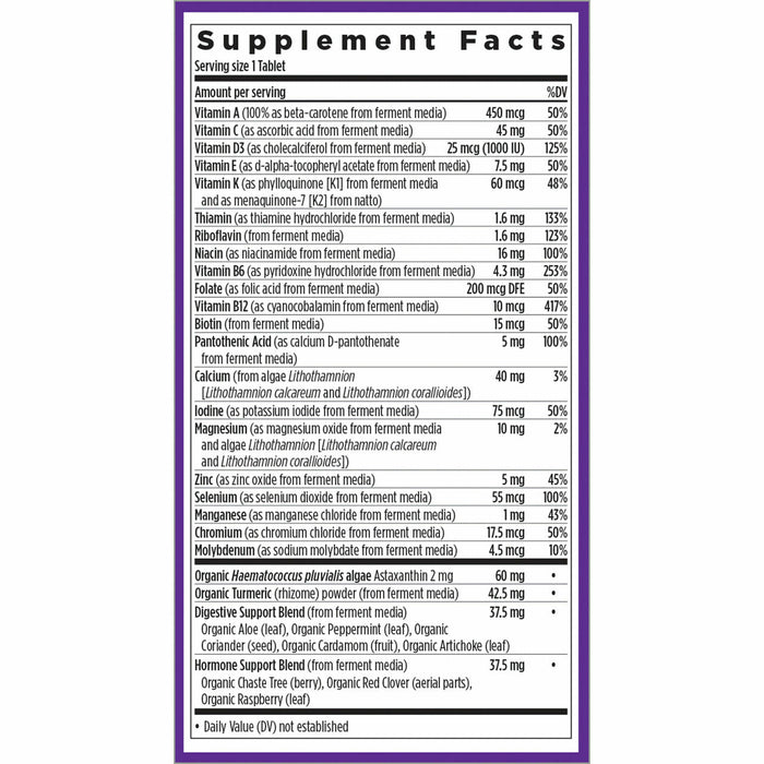 Every Woman's One Daily 55+ Multivitamin Supplement Facts Label