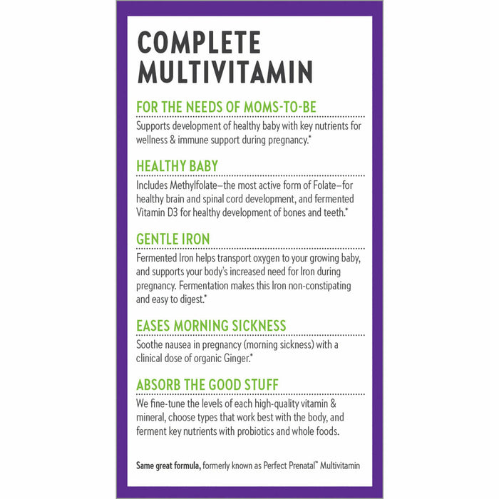 New Chapter Advanced Perfect Prenatal Multivitamin description label