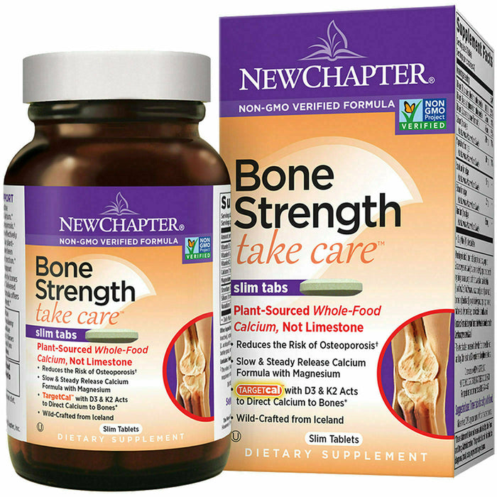 New Chapter Bone Strength Take Care, 180 tablets, front of bottle and box