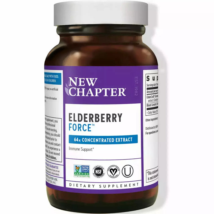 New Chapter Elderberry Force 335 mg, 30 veg capsules, front of bottle