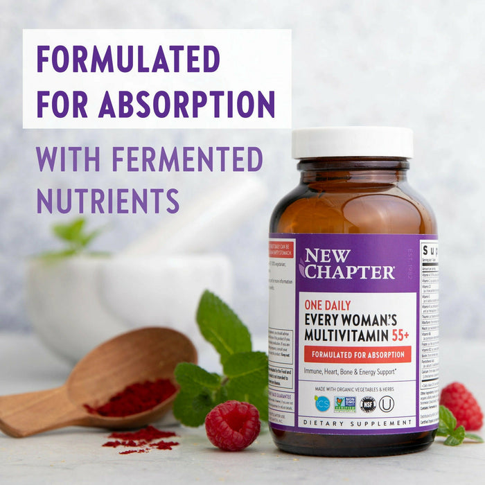New Chapter Every Woman's One Daily 55+ Multivitamin, lifestyle image of the bottle