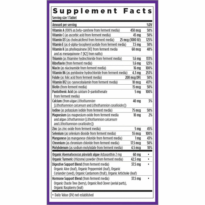 New Chapter Every Woman's One Daily 55+ Multivitamin supplement facts label