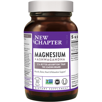 New Chapter Magnesium + Ashwagandha, 30 tablets, front of bottle