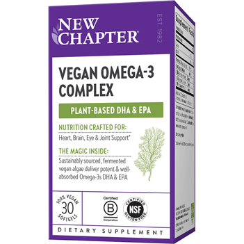 New Chapter Vegan Omega-3 Complex, 30 softgels, front of box