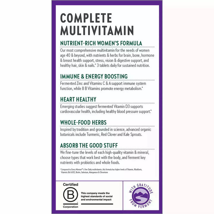 New Chapter Women's 40+ Advanced Multivitamin 96 tablets description label