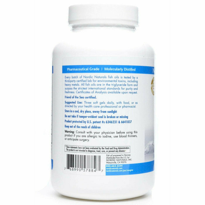 Nordic Naturals Arctic Cod Liver Oil 240EPA/360DHA 180 softgels label information panel