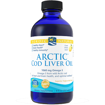 Nordic Naturals Arctic Cod Liver Oil Lemon, 8 fl oz, front of bottle
