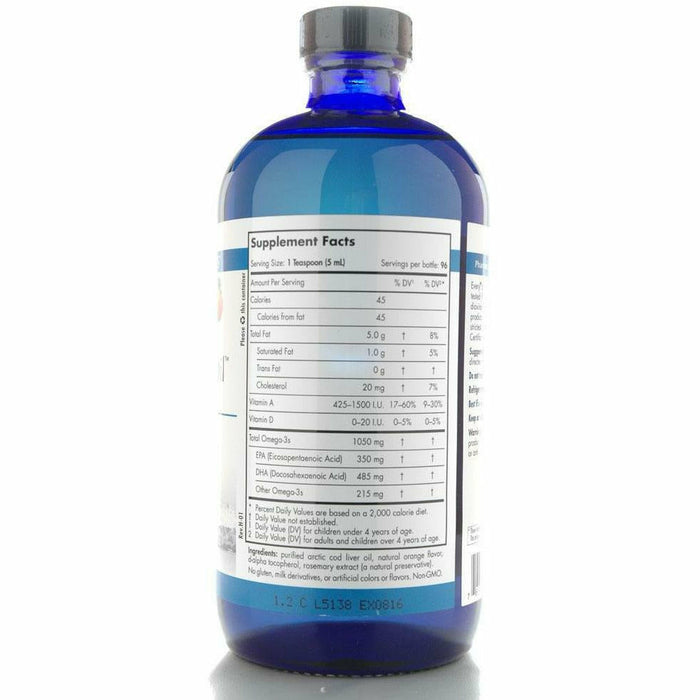Nordic Naturals Arctic Cod Liver Oil Orange label information panel