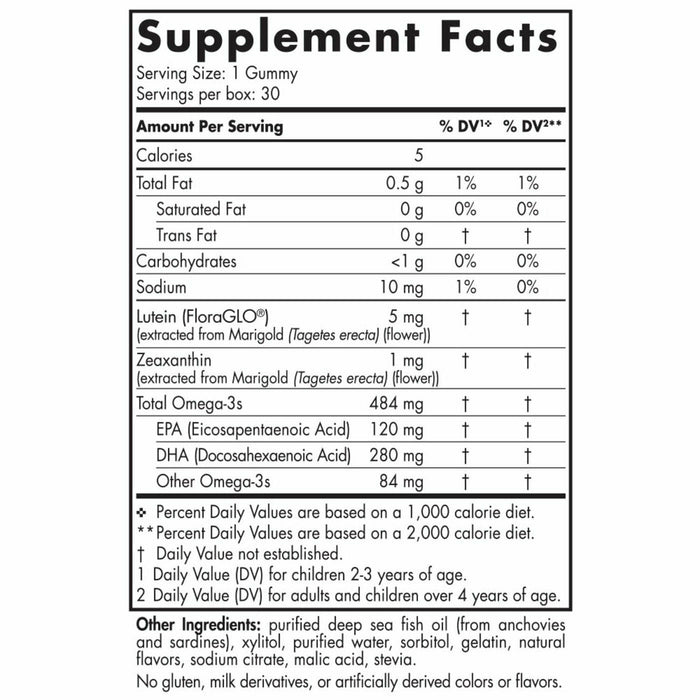 Supplement Facts, Nordic Naturals, Childrens Eye Health Gummies 30 Ct