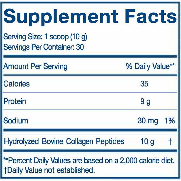 Nordic Naturals Nordic Beauty Collagen Peptides 10.6 oz supplement facts label