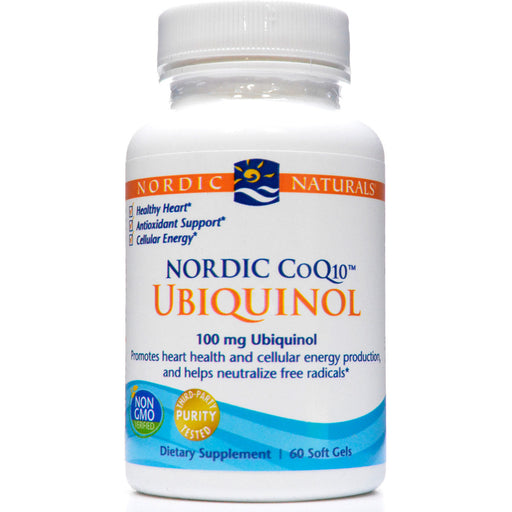 Nordic Naturals Nordic CoQ10 Ubiquinol 100 mg, 60 softgels, front of bottle