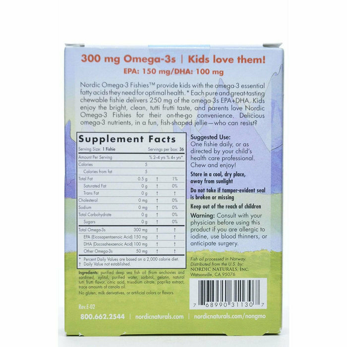 Nordic Naturals Nordic Omega-3 Fishies 36 chews supplement facts label