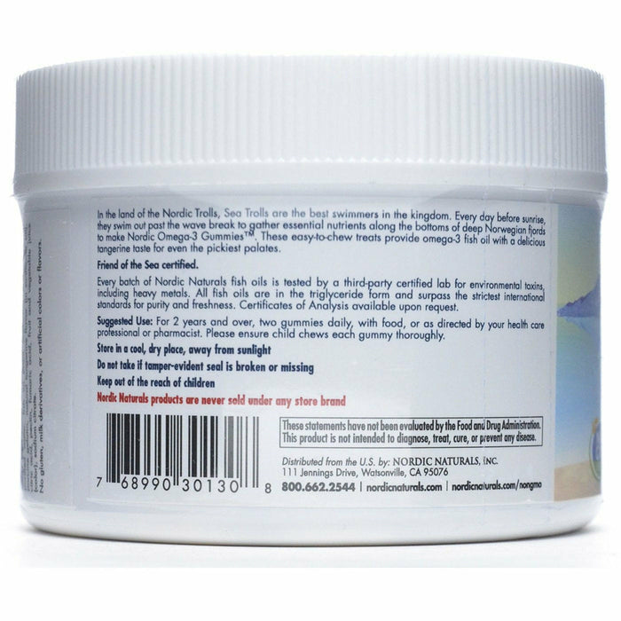 Nordic Naturals Nordic Omega-3 Gummies 60 gummies label information panel