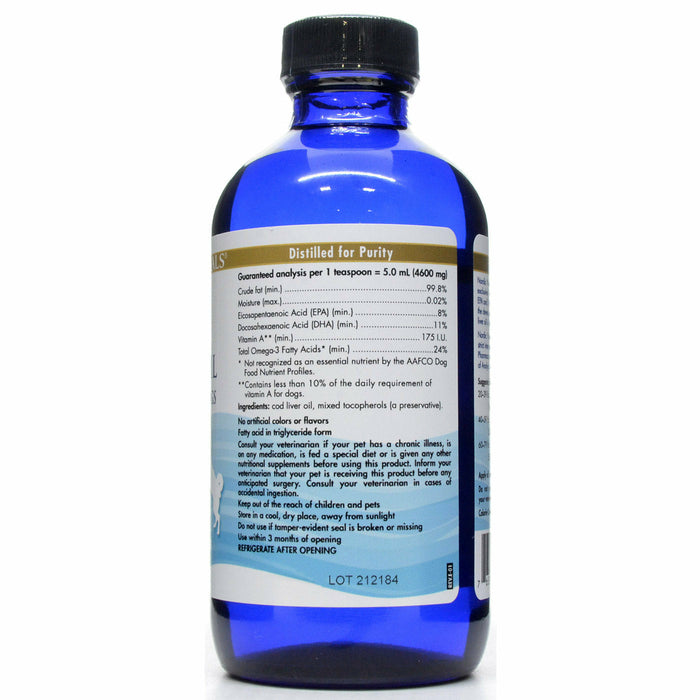 Nordic Naturals, Pet Cod Liver Oil 8 oz Supplement Facts Label
