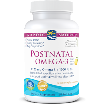 Nordic Naturals Postnatal Omega-3, 60 softgels, front of bottle