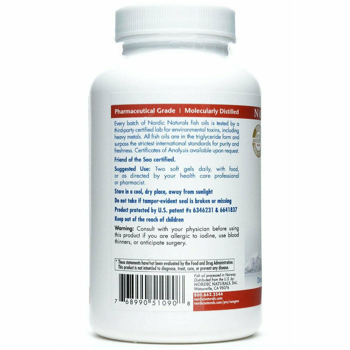 Nordic Naturals ProDHA 500 mg 120 softgels label information panel