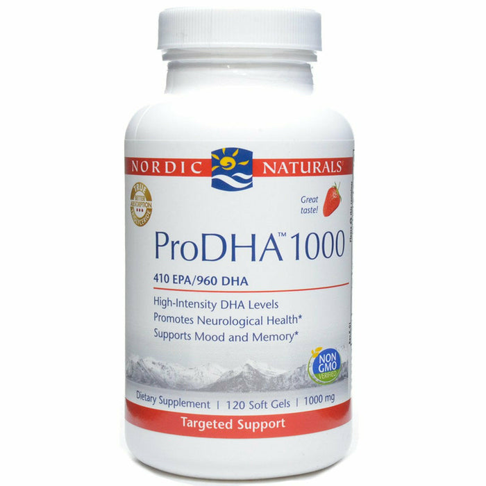 Nordic Naturals ProDHA Xtra 1000 mg Strawberry, 120 softgels, front of box