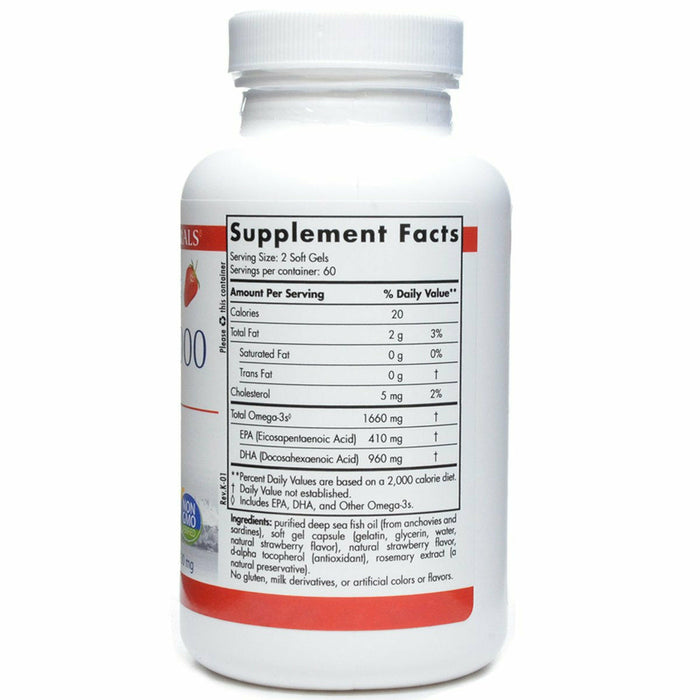 Nordic Naturals ProDHA Xtra 1000 mg Strawberry 120 softgels supplement facts label