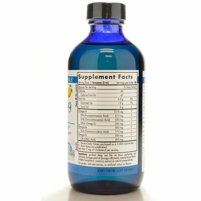 Nordic Naturals ProEFA 3-6-9 Liquid Lemon 8 fl oz label information panel
