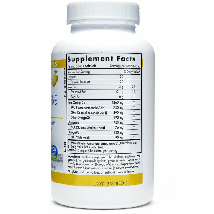 Nordic Naturals ProOmega 3-6-9 120 softgels supplement facts label