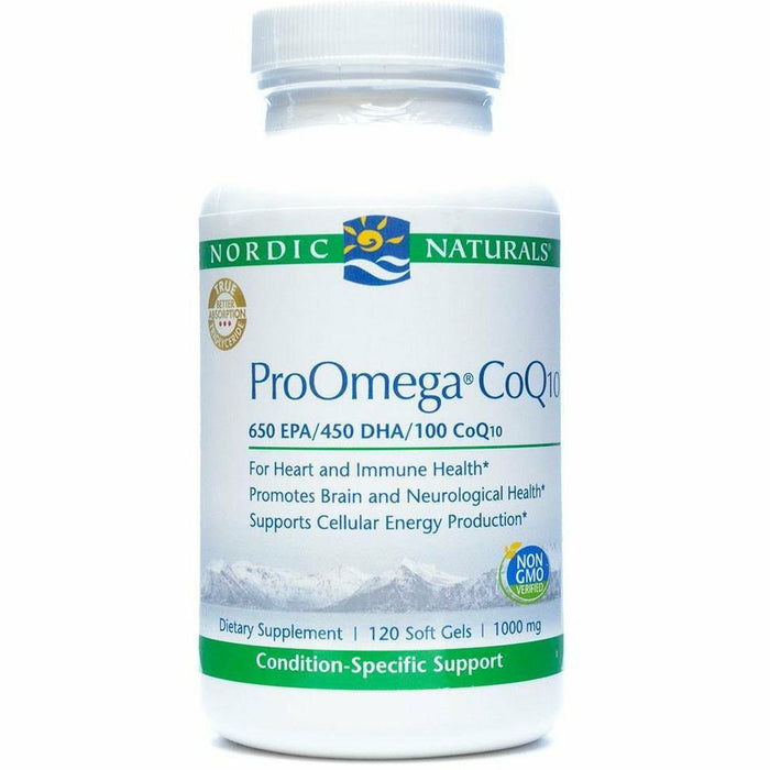 Nordic Naturals ProOmega CoQ10 1000 mg, 60 softgels, front of bottle