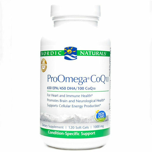 Nordic Naturals ProOmega CoQ10, 120 softgels, front of bottle