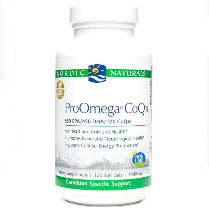 Nordic Naturals ProOmega CoQ10, 120 softgels, front of bottle