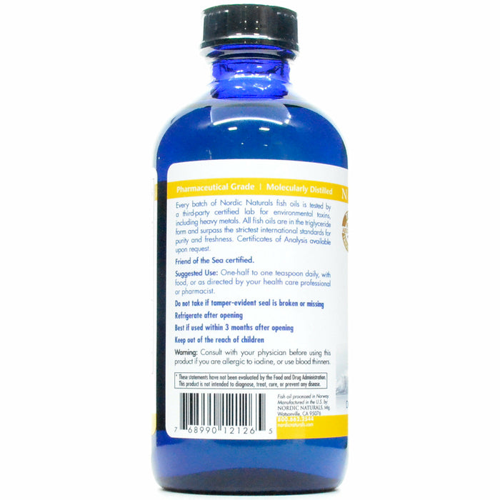 Nordic Naturals ProOmega Lemon 8 fl oz suggested use label