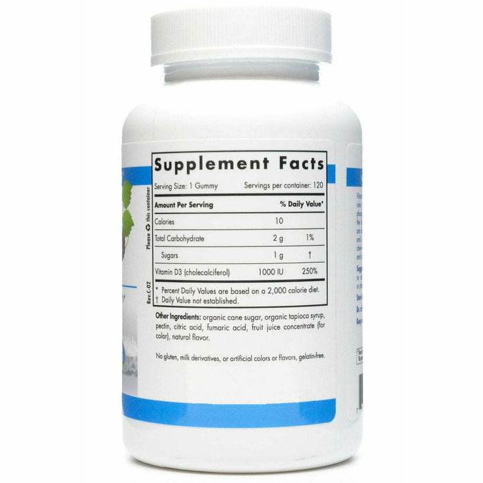 Nordic Naturals Vitamin D3 1000 IU 120 gummies supplement facts label