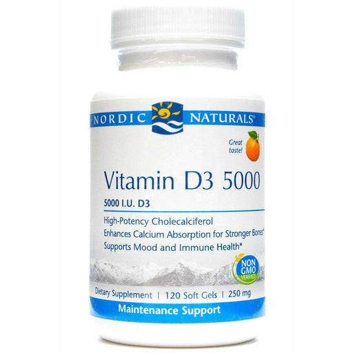 Nordic Naturals Vitamin D3 5000 IU, 120 softgels, front of bottle