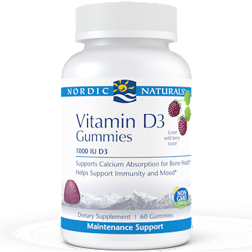 Nordic Naturals Vitamin D3 Gummy 1000 IU, 60 gummies, front of bottle