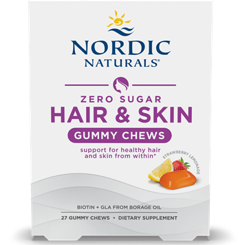 Nordic Naturals Zero Sugar Hair & Skin Gummy Chews, 27 gummies, front of pouch