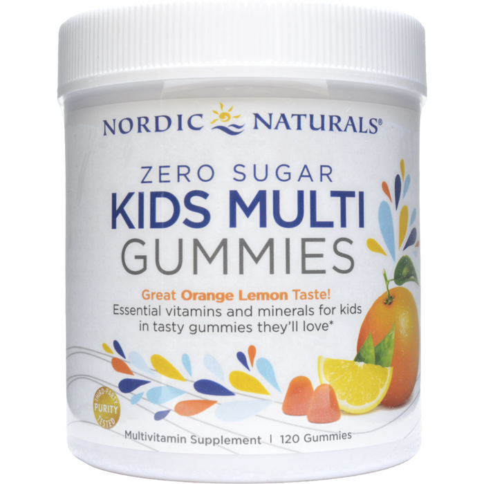 Nordic Naturals Zero Sugar Kids Multi, 120 gummies, front of jar
